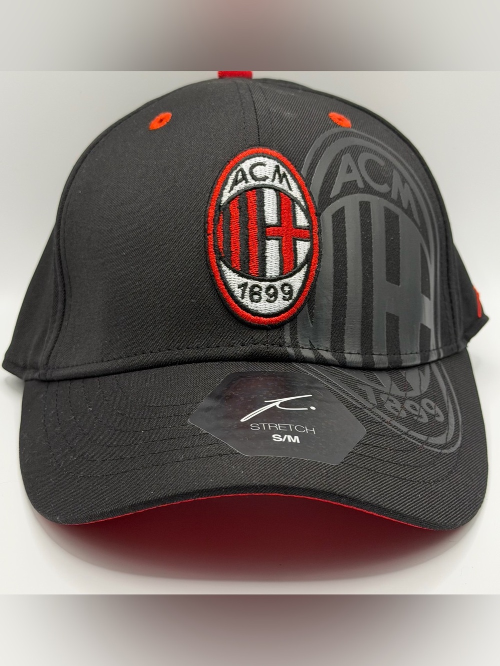 AC Milan 1899 Fi Collection Cap Hat Stretch Fit Small/Medium 2024-25 Black